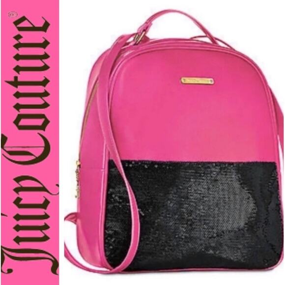 NEW JUICY COUTURE Hot Pink & Black Sequin Backpack Bag FAST SHIPPING NWT 1507-57 main image 12
